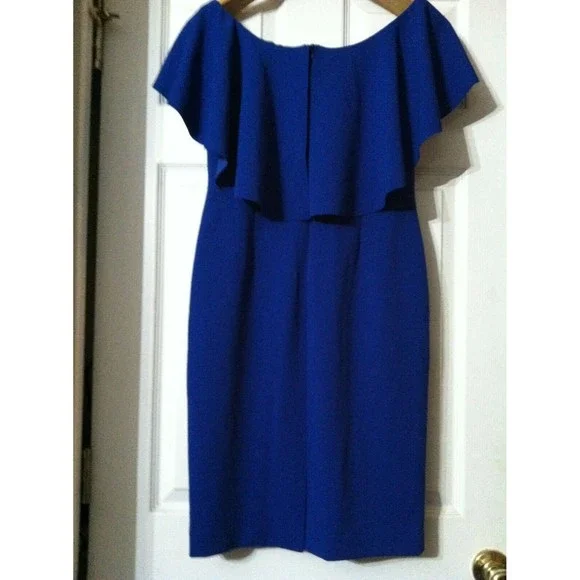 RALPH LAUREN WOMENS NEW BLUE 94%POLYESTER 6%ELASTANE SLEEVELESS DRESS SIZE:2